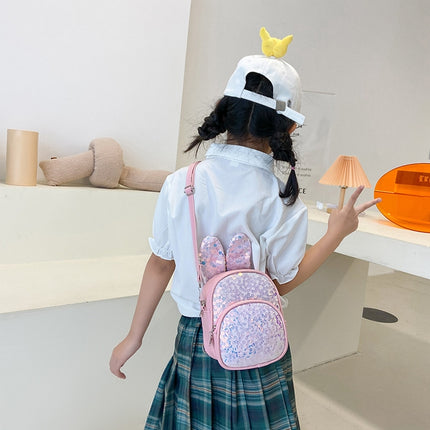 PU Children Sequin Backpack Girls Single-Shoulder Bag(Light Pink)-garmade.com