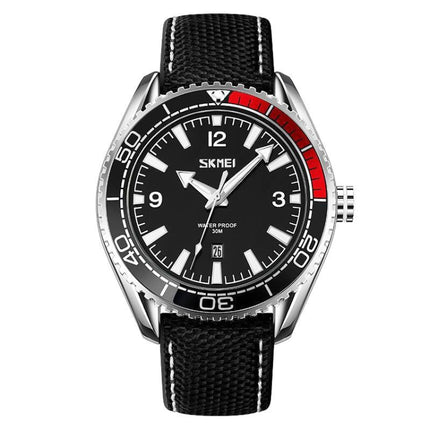 SKMEI 9291 Rotatable Dial Men Watch Outdoor Casual Business Waterproof Quartz Watch(Black)-garmade.com