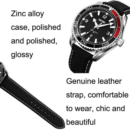 SKMEI 9291 Rotatable Dial Men Watch Outdoor Casual Business Waterproof Quartz Watch(Red)-garmade.com