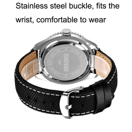 SKMEI 9291 Rotatable Dial Men Watch Outdoor Casual Business Waterproof Quartz Watch(Black)-garmade.com