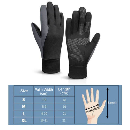 Touch Screen Anti-slip Waterproof Outdoor Sports Warm Cycling Gloves, Size: L(Black)-garmade.com