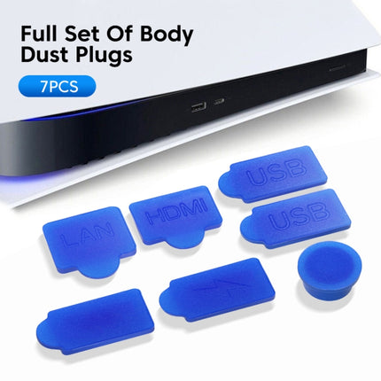 For PS5 2sets 7pcs/Set Dust Plug Silicone Dust Protector Anti-Dust Cover(White)-garmade.com