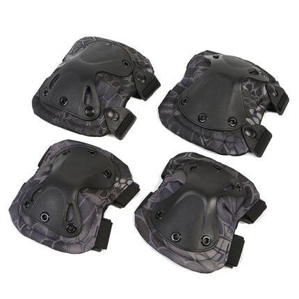 4pcs/set Sports Knee and Elbow Pads Outdoor Sport Safety Gear Drop(Black Python Pattern)-garmade.com