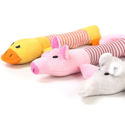 3pcs Animal Cute Long Striped Plush Sounding Pet Toy(Duck)-garmade.com