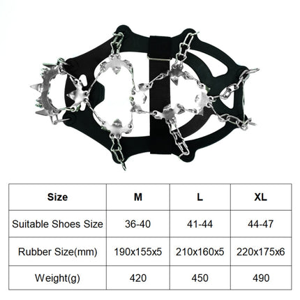 24 Teeth Outdoor Snow Anti-slip Ice Claws 201 Stainless Steel Anti-slip Shoe Cover, Size: M(Black)-garmade.com
