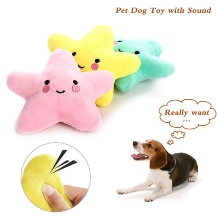 3pcs Pet Teething Toy Plush Starfish Sounding Toy(Yellow)-garmade.com