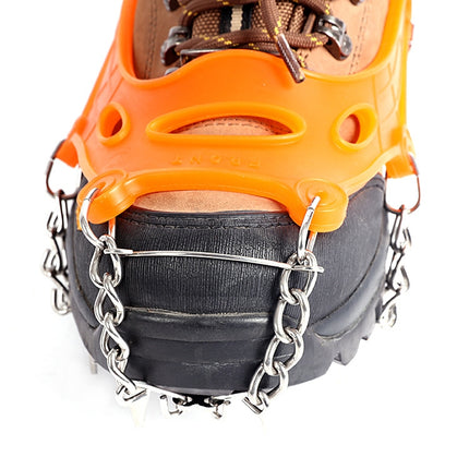 F12-3 12 Teeth Snow Anti-slip Rubber Shoe Cover Stainless Steel Welded Ice Grip, Size: M Orange-garmade.com
