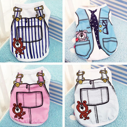 2pcs Pet Mesh Breathable Vest Spring Summer Clothes for Dogs & Cats, Size: S(Bear Strap Pink)-garmade.com