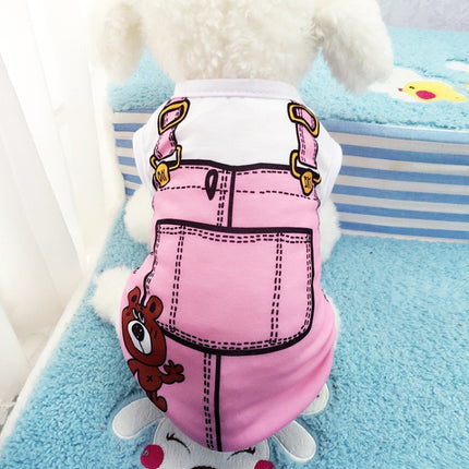 2pcs Pet Mesh Breathable Vest Spring Summer Clothes for Dogs & Cats, Size: XS(Bear Strap Pink)-garmade.com