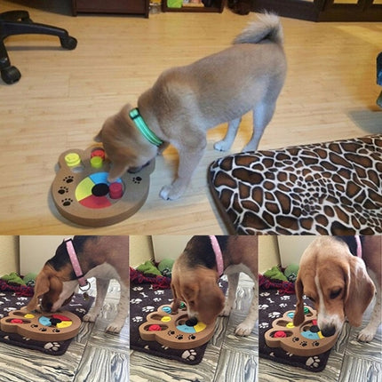 Pet Dog Feeding Multifunctional Educational Wooden Toy, Color: Paw Print-garmade.com