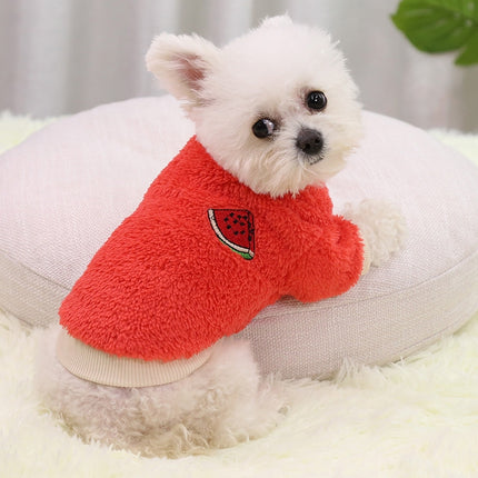 2pcs Dogs Keep Warm Two Feet Clothes Bipanda Cat Clothes, Size: M(Red Watermelon)-garmade.com
