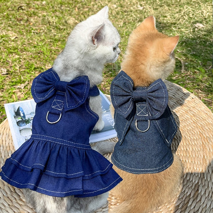 Pet Cat Denim Skirt Chest Back Leash for Dog Walking, Size: XXL(304)-garmade.com