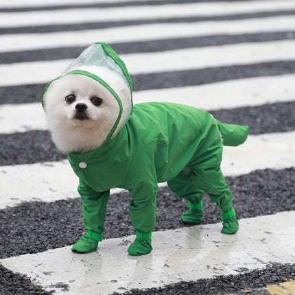 All-inclusive Pet Four-leg One-piece Outdoor Waterproof Raincoat, Size: S(Green)-garmade.com