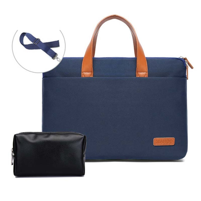 For MacBook 13.3-14 Inches MAHOO 10188 Ultra-Thin Hand Computer Bag Messenger Laptop Bag, Color: Dark Blue+Black PU Power Bag-garmade.com