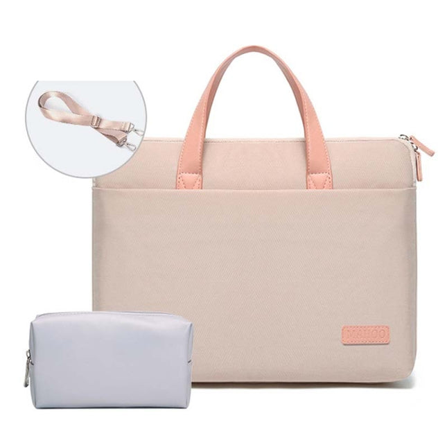 For MacBook 13.3-14 Inches MAHOO 10188 Ultra-Thin Hand Computer Bag Messenger Laptop Bag, Color: Khaki+Gray PU Power Bag-garmade.com
