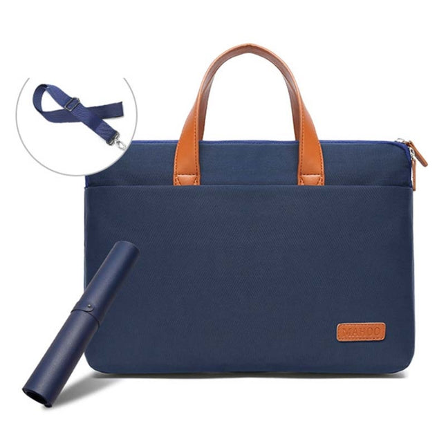 For MacBook 13.3-14 Inches MAHOO 10188 Ultra-Thin Hand Computer Bag Messenger Laptop Bag, Color: Dark Blue+Black Mouse Pad-garmade.com