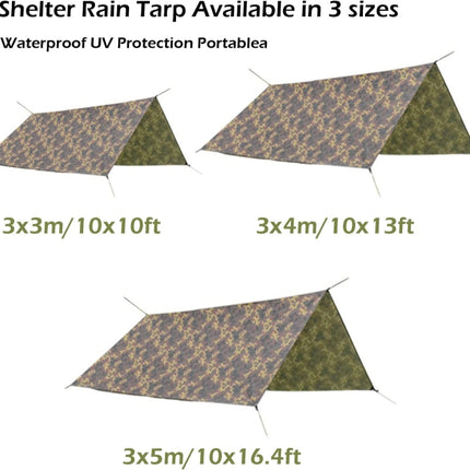 3X4m Waterproof Tent Tarp Square Canopy Polyester Sunshade Floor Mat(Camouflage)-garmade.com
