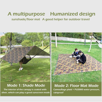 3X4m Waterproof Tent Tarp Square Canopy Polyester Sunshade Floor Mat(Camouflage)-garmade.com