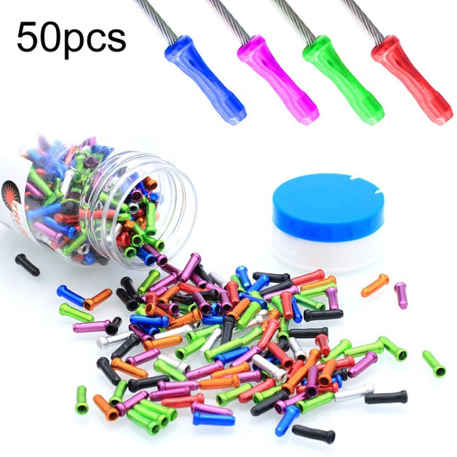 50pcs Mountain Road Bicycle Aluminum Alloy Brake Shifting Cable Core Cap(Random Color Delivery)-garmade.com