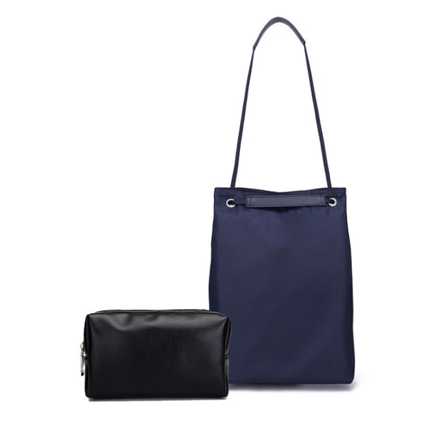 For Apple Macbook Shoulder / Handheld / Messenger Computer Bag, Size: Small(Navy+Black PU Power Bag)-garmade.com