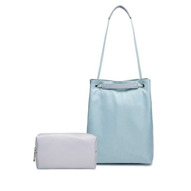 For Apple Macbook Shoulder / Handheld / Messenger Computer Bag, Size: Large(Lake blue+gray PU Power Bag)-garmade.com