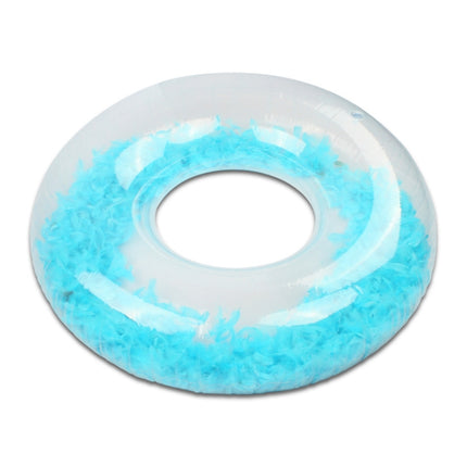 Thickened Transparent Feather PVC Inflatable Swimming Ring 70cm(Blue)-garmade.com