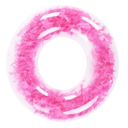 Thickened Transparent Feather PVC Inflatable Swimming Ring 70cm(Pink)-garmade.com