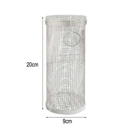 Outdoor Stainless Steel Barbecue Cage BBQ Round Mesh Tube 20cm With Hook-garmade.com