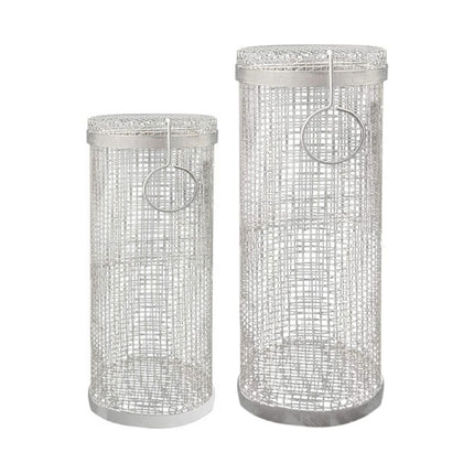 Outdoor Stainless Steel Barbecue Cage BBQ Round Mesh Tube 30cm With Hook-garmade.com
