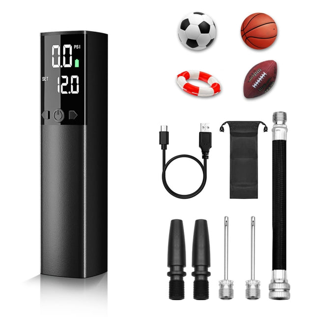AP-04 Wireless Electric Air Pump With LCD Display For Football Basketball(Black)-garmade.com