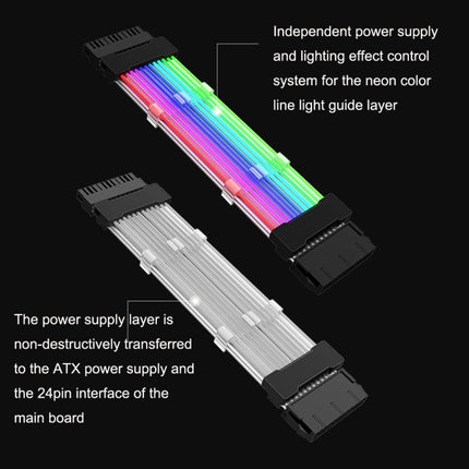 24pin Motherboard Power Supply Light Wire Black 5V ARGB Neon Color Line-garmade.com