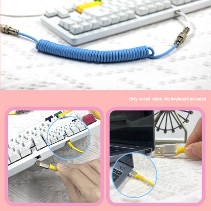 Ajazz AL60 USB To Type-C/USB-C Keyboard Extension Line Single Hole Connector, Cable Length: 2.3m(Peach Pink)-garmade.com