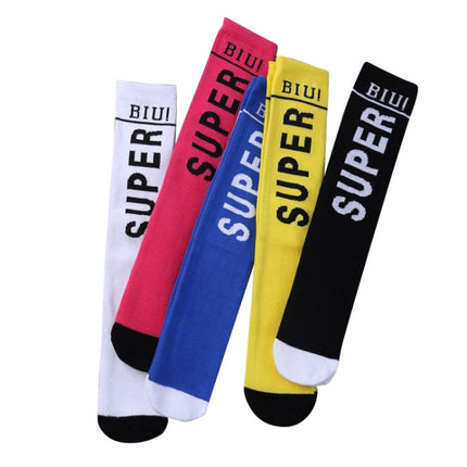 3pairs Spring And Autumn Student Children Skin-Friendly Alphabet SUP Mesh Long Cotton Socks About 35cm(Yellow)-garmade.com