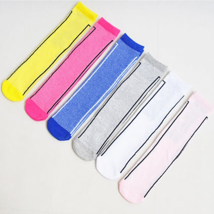 3pairs Spring And Autumn Student Children Skin-Friendly Alphabet SUP Mesh Long Cotton Socks About 35cm(Rose Red)-garmade.com