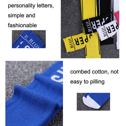 3pairs Spring And Autumn Student Children Skin-Friendly Alphabet SUP Mesh Long Cotton Socks About 42cm(Blue)-garmade.com