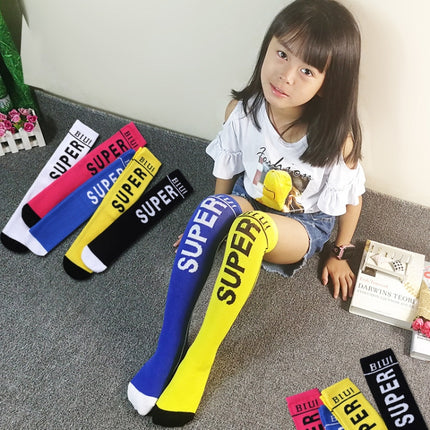 3pairs Spring And Autumn Student Children Skin-Friendly Alphabet SUP Mesh Long Cotton Socks About 35cm(Yellow)-garmade.com