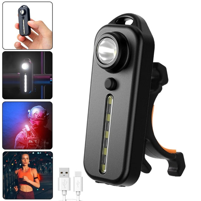 Bicycle Tail Light Type-C Rechargeable Outdoor Warning Light With Pen Clip(W677 Black Iron Box)-garmade.com