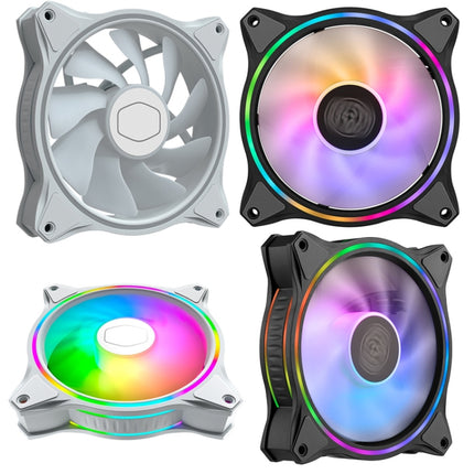 MF120 Halo Dual ARGB Light Effect Large Air Volume Chassis Cooling Fan(White)-garmade.com