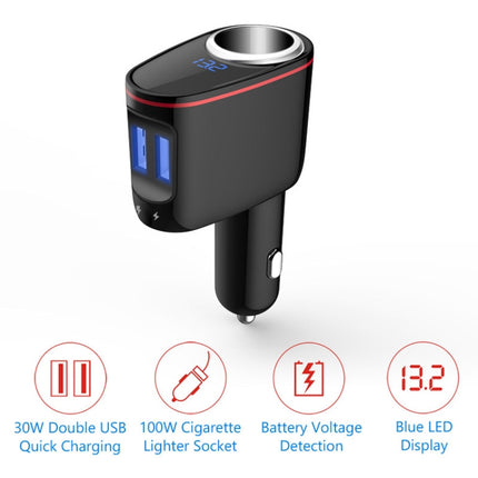 S-06A Multifunctional Car Cigarette Lighter 100W One for Two High Power Charger-garmade.com