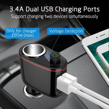 S-06 Bluetooth Multifunctional Car Cigarette Lighter 100W One for Two High Power Charger-garmade.com