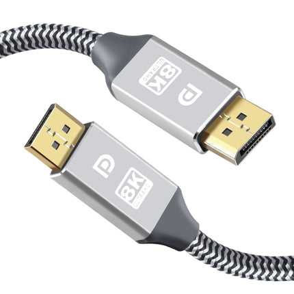1.5m 1.4 Version DP Cable Gold-Plated Interface 8K High-Definition Display Computer Cable 30AWG OD:6.3MM With Nylon Mesh(Silver)-garmade.com