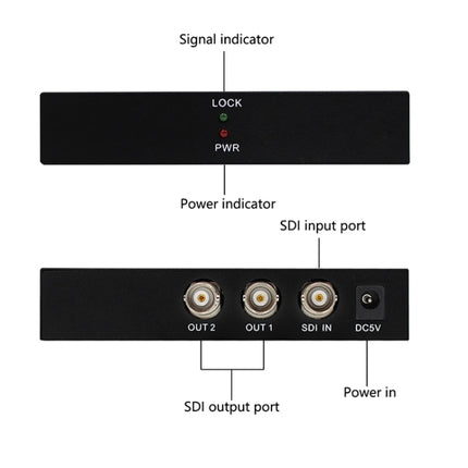 1 In 2 Out SD-SDI / HD-SDI / 3G-SDI Distribution Amplifier Video SDI Splitter(UK Plug)-garmade.com
