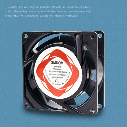 SMUOM SF8025AT 220V Double Ball Bearing 8cm Silent Chassis Cabinet Cooling Fan-garmade.com