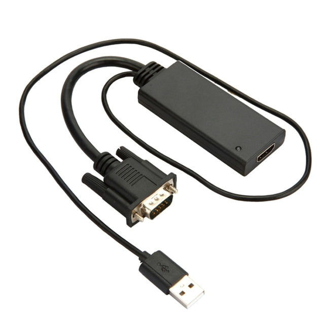 HD55Y VGA To HDMI Adapter Cable VGA+USB To HD 1080P Converter With Power Supply(Black)-garmade.com