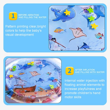 93cm Baby Kids Water Play Mat Inflatable PVC Shark Water Pad(Round)-garmade.com