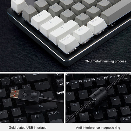 Ajazz AK35I 110 Keys White Light Backlight PBT Keycap Wired Mechanical Keyboard Black Shaft (Gray White)-garmade.com