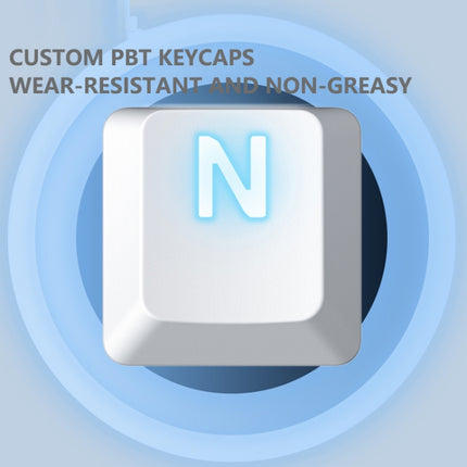 Ajazz AK35I 110 Keys White Light Backlight PBT Keycap Wired Mechanical Keyboard Green Shaft (Blue White)-garmade.com