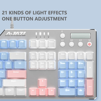 Ajazz AK35I 110 Keys White Light Backlight PBT Keycap Wired Mechanical Keyboard Green Shaft (Blue White)-garmade.com