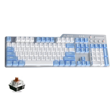 Ajazz AK35I 110 Keys White Light Backlight PBT Keycap Wired Mechanical Keyboard Tea Shaft (Blue White)-garmade.com