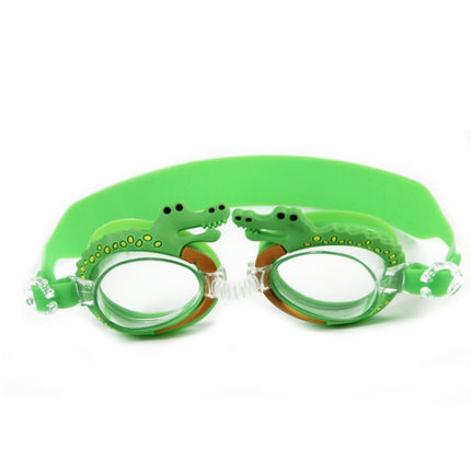 Cartoon Children Swimming Goggles Baby Waterproof Anti-fog High-definition Swimming Goggles(Green Crocodile)-garmade.com